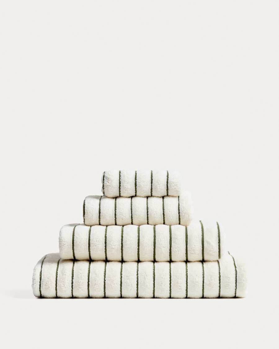 Dorane 100% cotton towel with green stripes 30 x 50cm