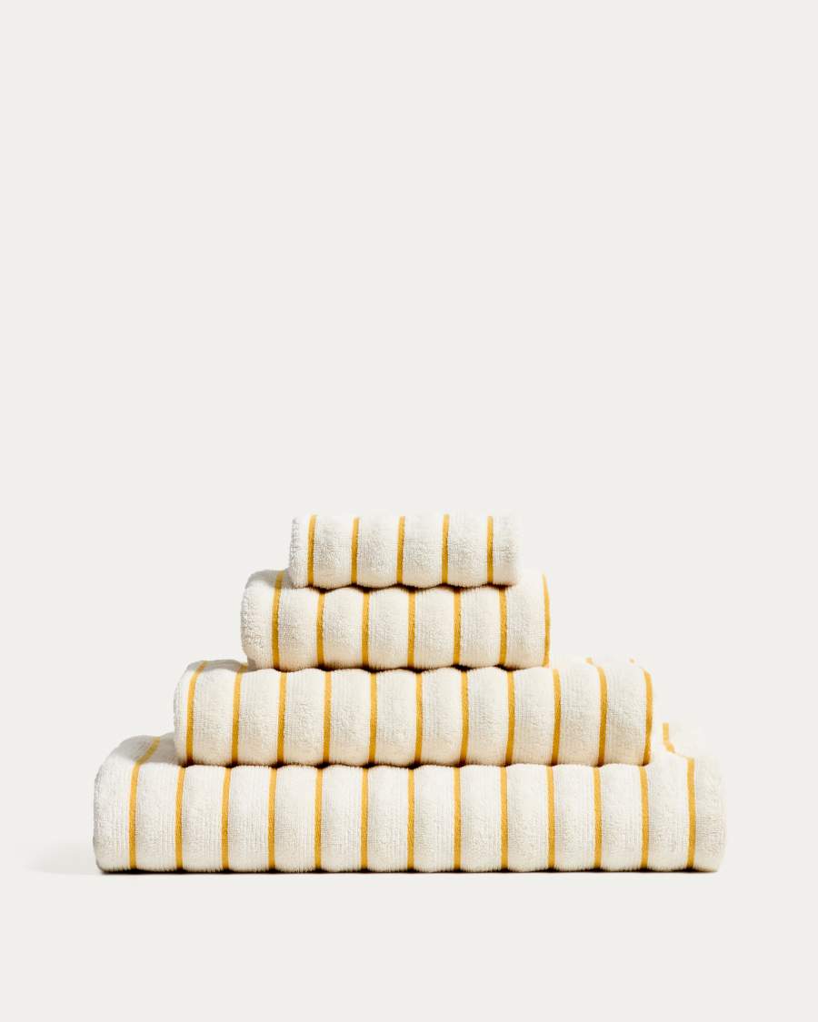 Handtuch Dorane aus 100 % Baumwolle mit gelben Streifen 100 x 150 cm