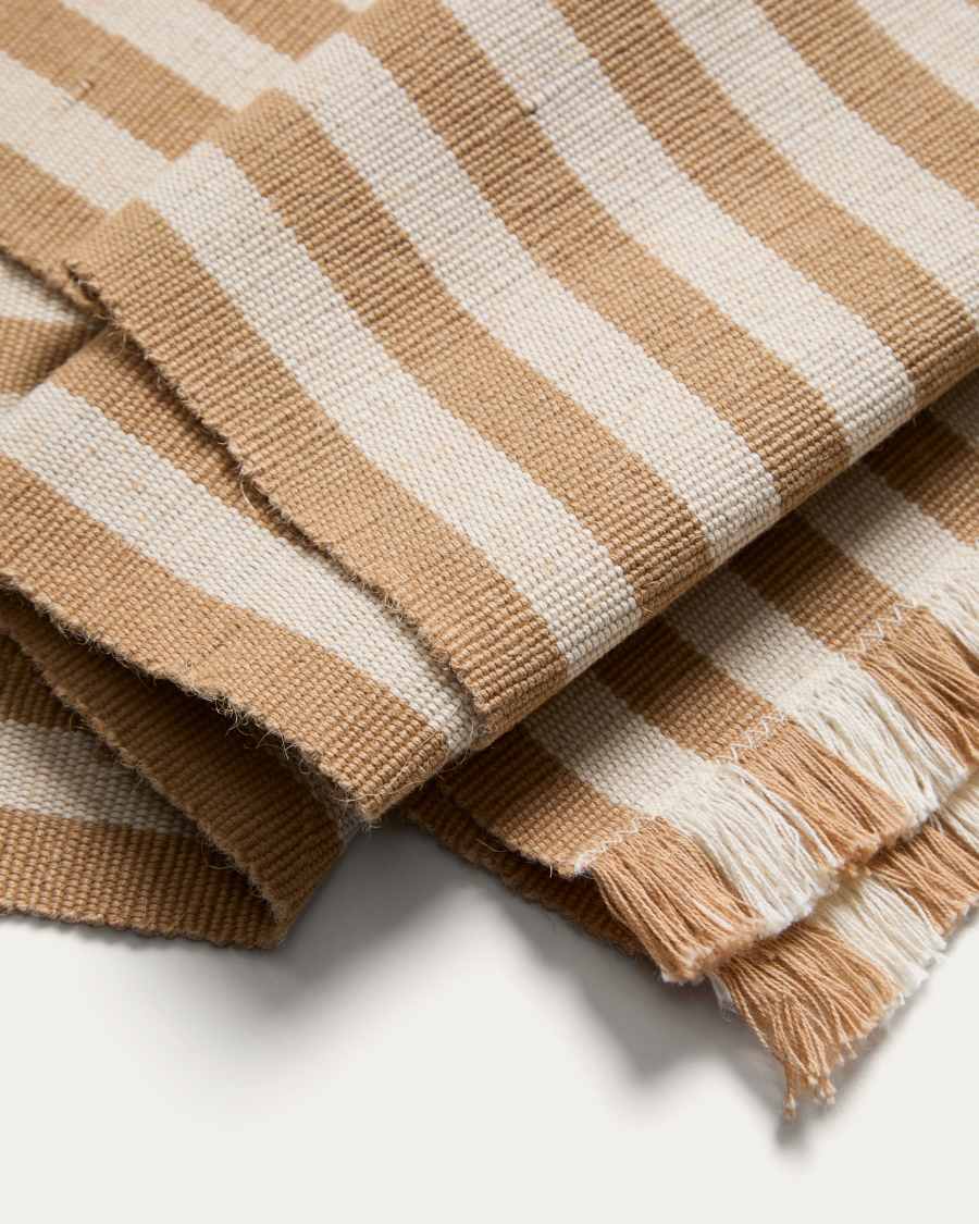 Daltan set of 2 beige striped cotton jute placemats 35 x 50cm