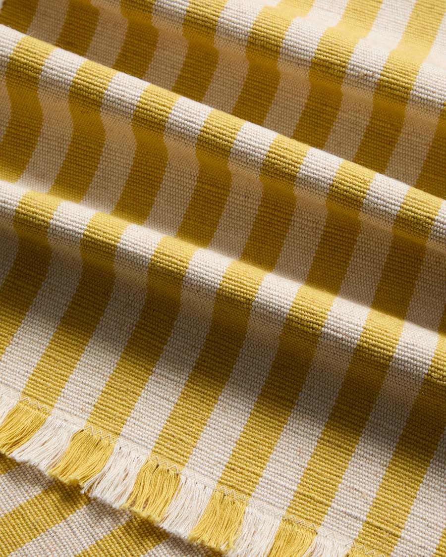Daltan set of 2 yellow striped cotton jute placemats 35 x 50cm