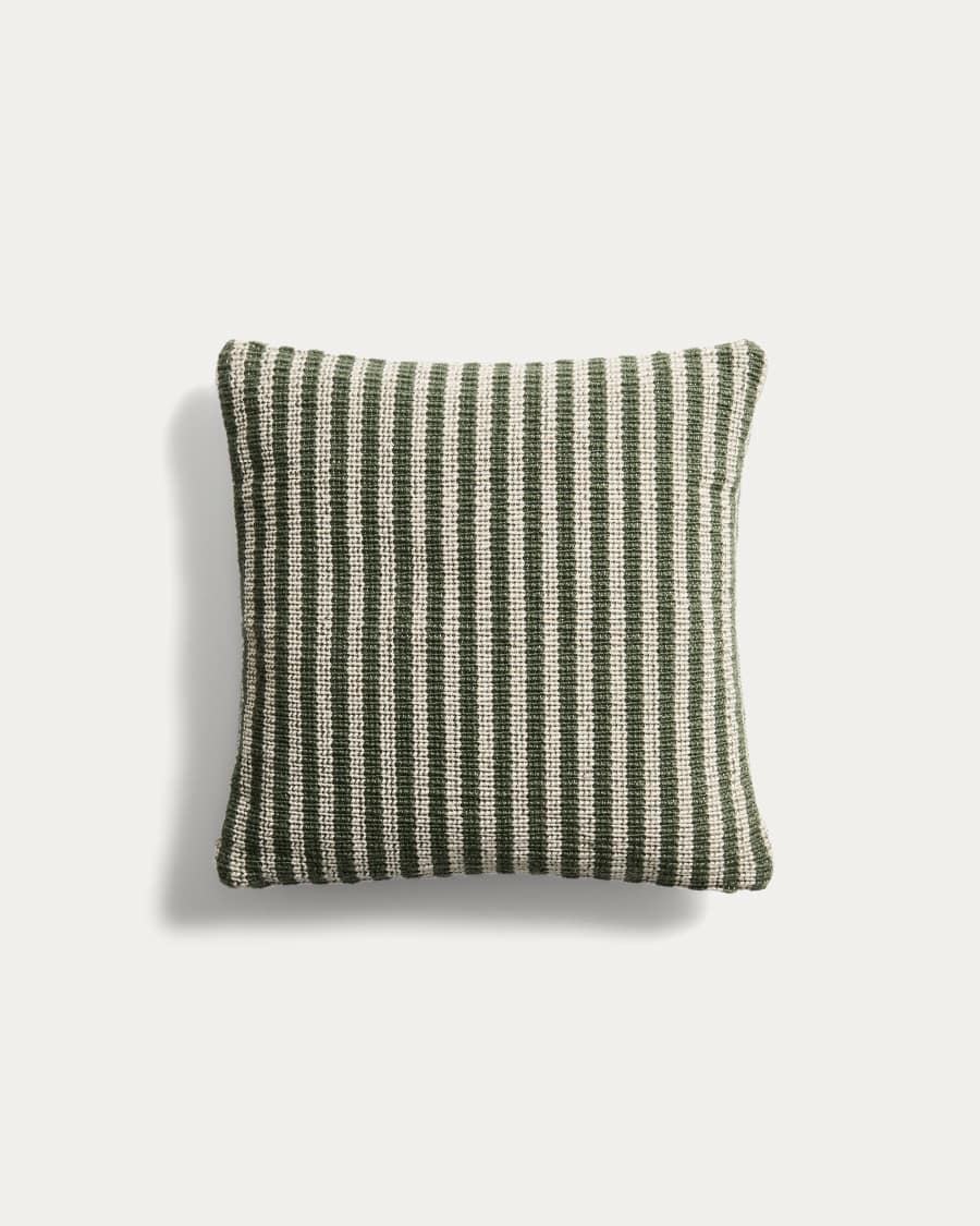 Dirome green striped 100% PET cushion cover 45 x 45cm