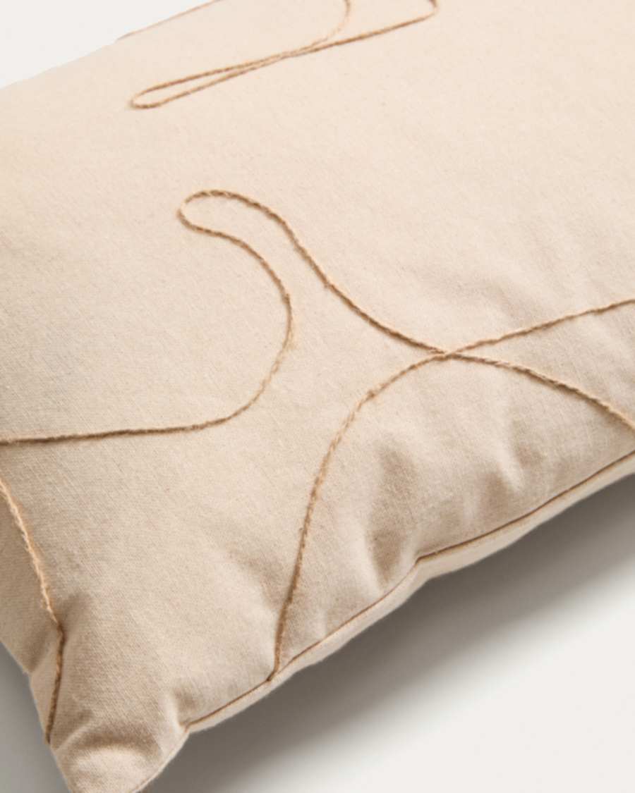 Dibel ecru cotton cushion cover with beige embroidery detail 30 x 50cm