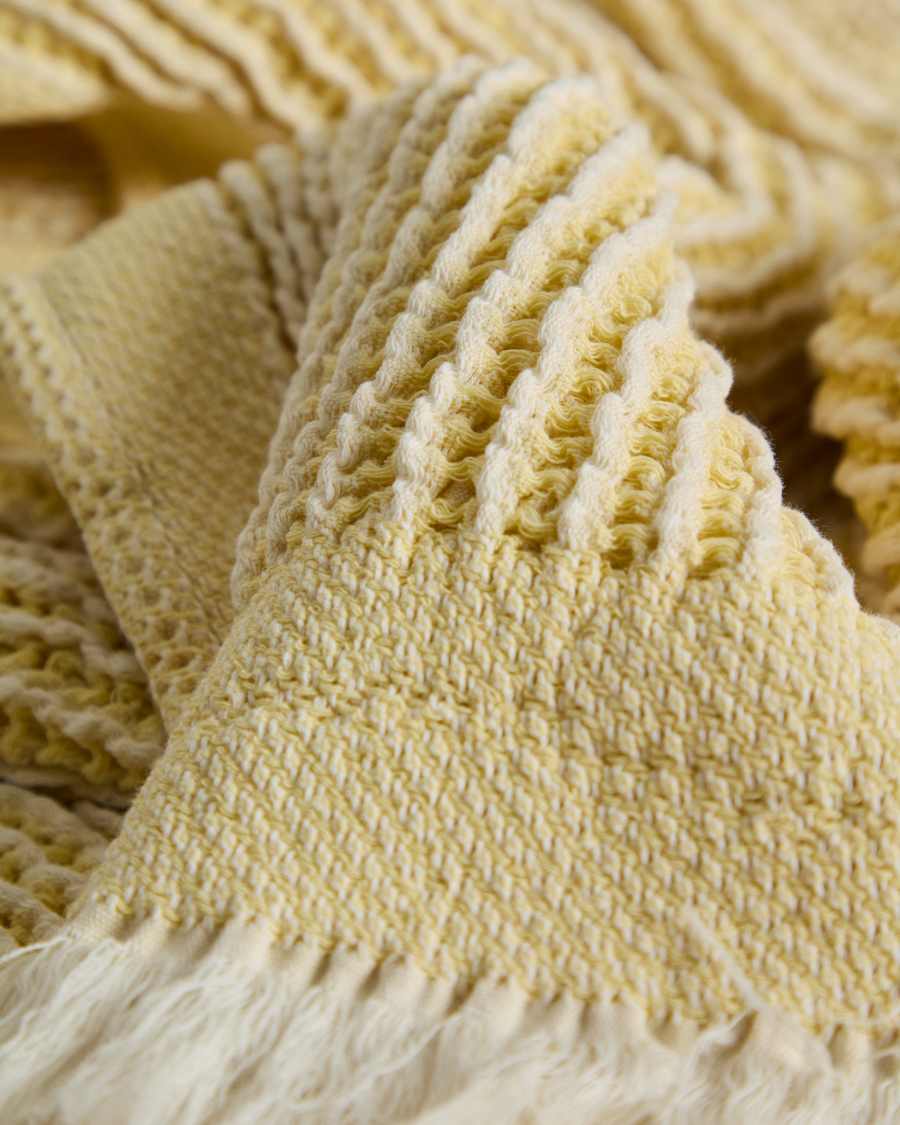 Coperta Lideba in cotone a righe gialla 100 x 170 cm