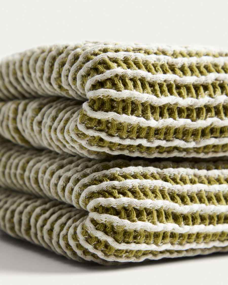 Coperta Lideba in cotone a righe verde 100 x 170 cm