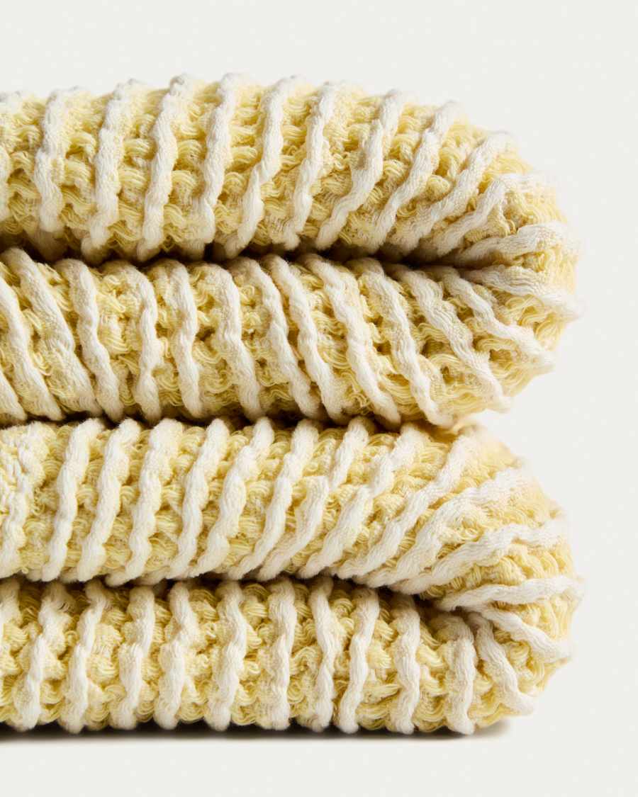 Coperta Lideba in cotone a righe gialla 100 x 170 cm