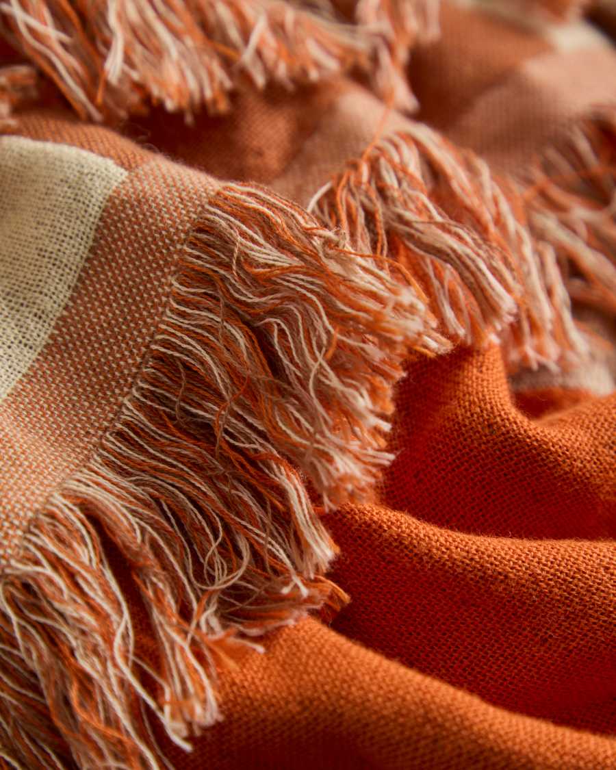 Κουβέρτα Niore 100% βαμβάκι, διπλής όψης, πορτοκαλί και μπεζ, 130 x 170 cm