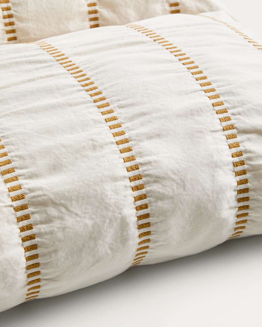 Lidala set of 2 mustard striped 100% cotton jacquard cushion covers 40 x 60cm