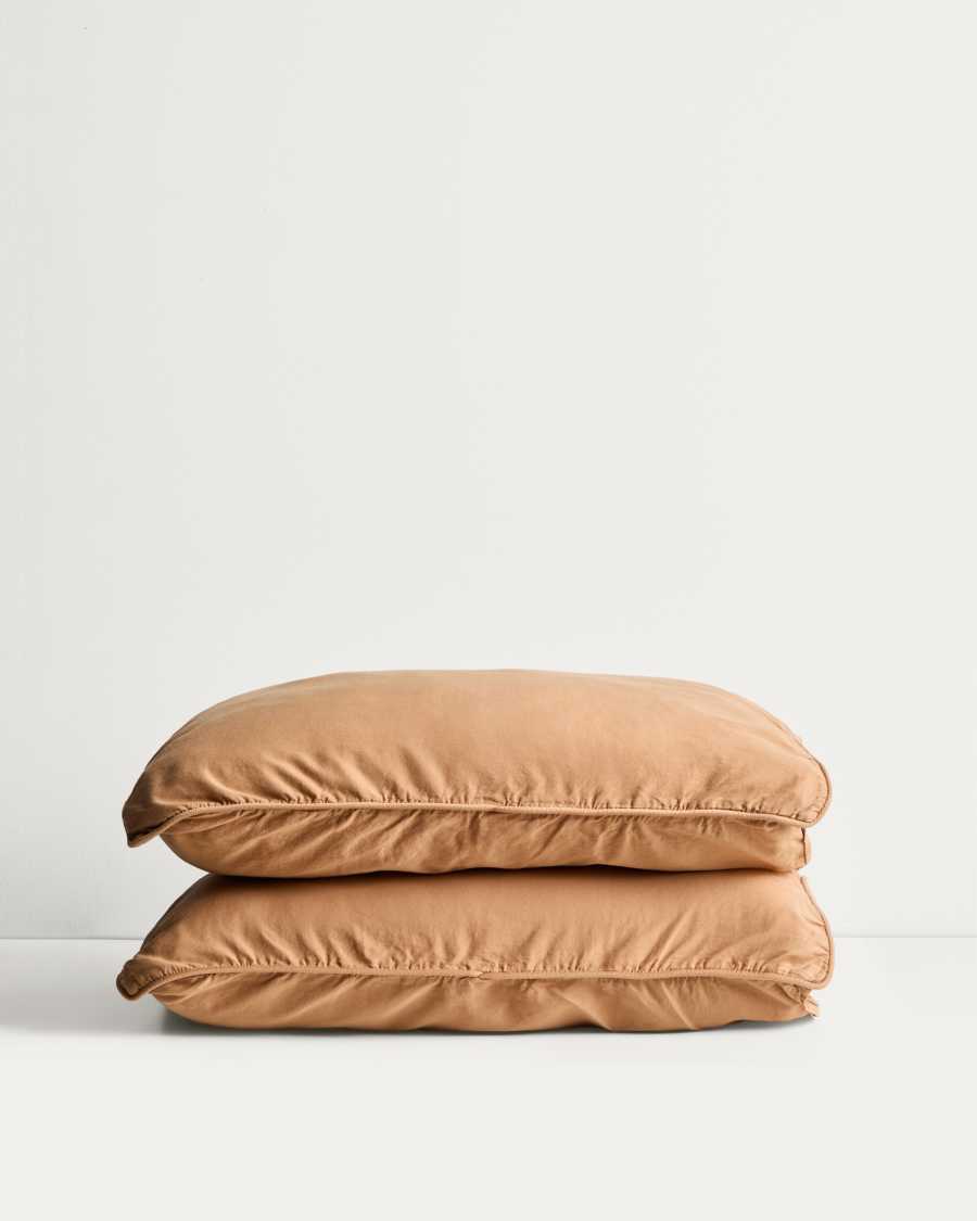 Sirale set of 2 100% cotton sateen pillowcases with washed orange finish 50 x 80 cm