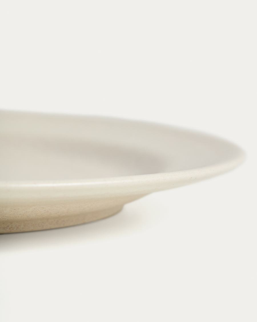 Flacher Teller Sarel aus Keramik in Beige