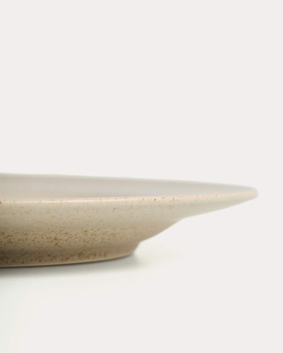 Flacher Teller Sarel aus Keramik in Beige