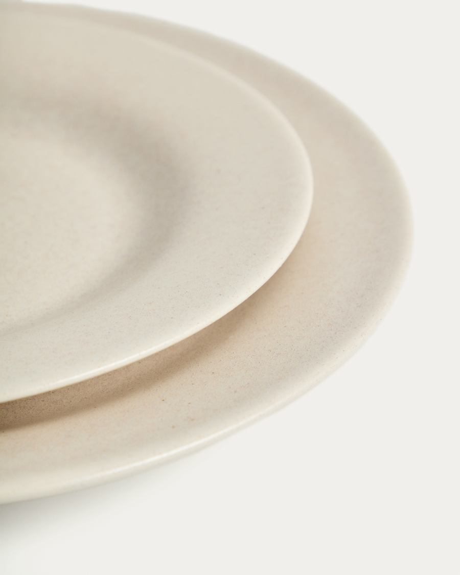 Flacher Teller Sarel aus Keramik in Beige