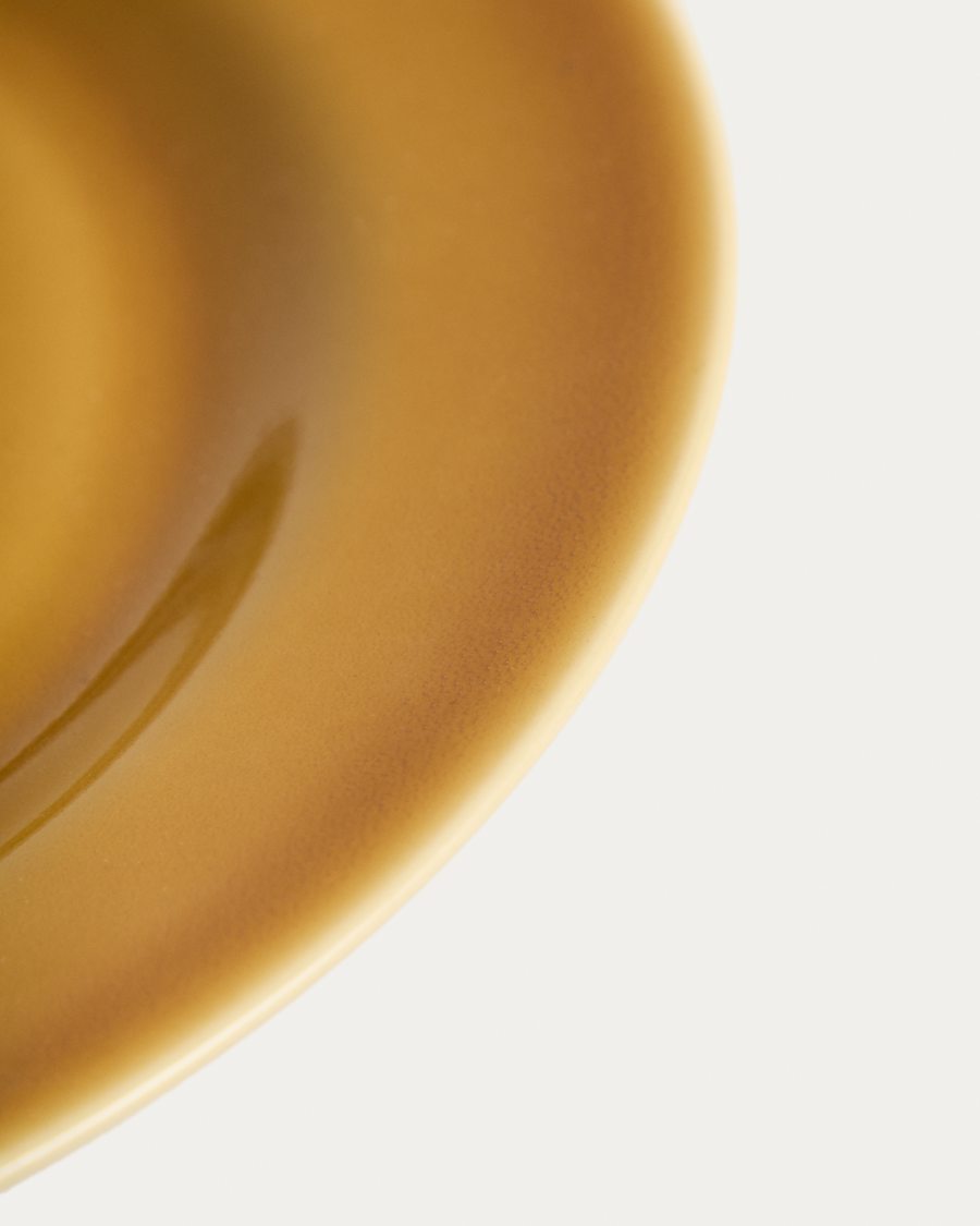 Flacher Teller Selune aus Keramik in Gelb