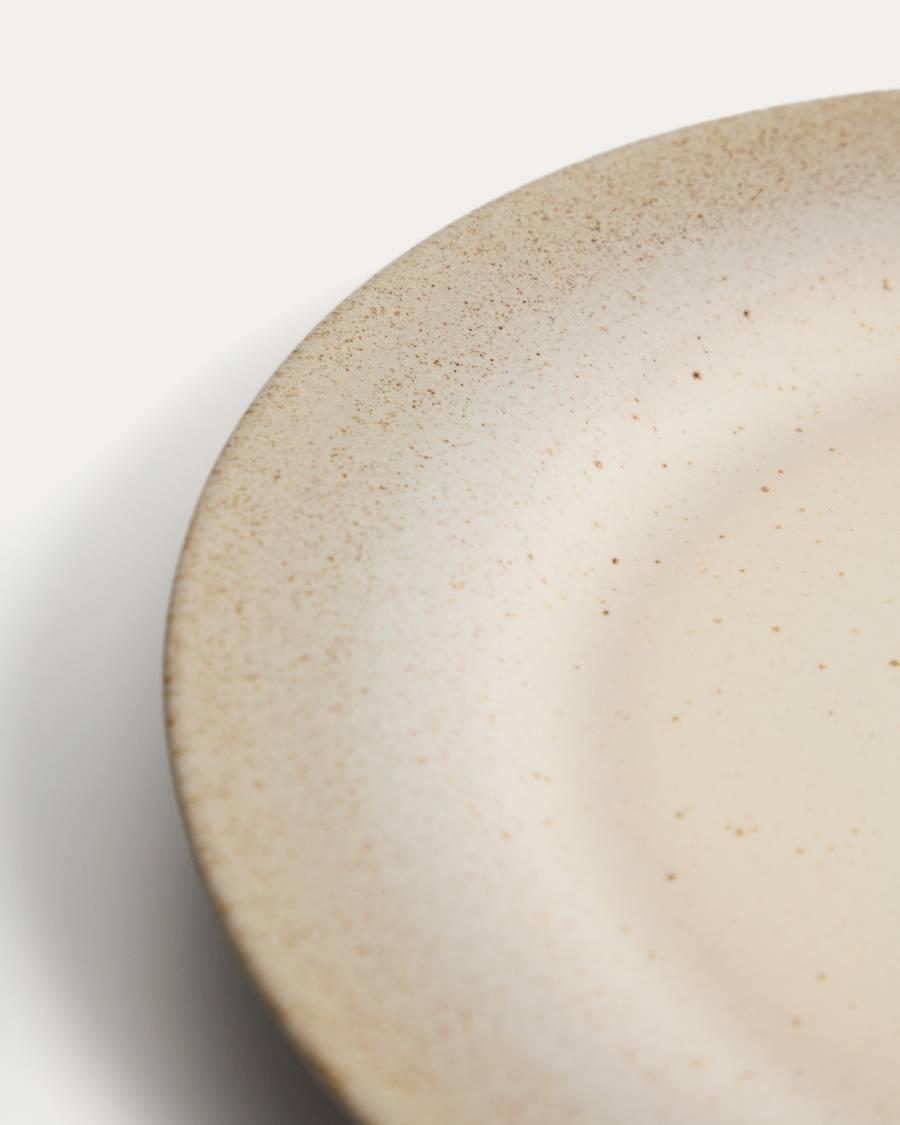 Flacher Teller Sarel aus Keramik in Beige