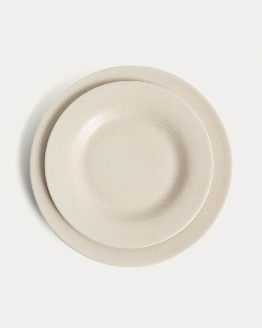 Flacher Teller Sarel aus Keramik in Beige