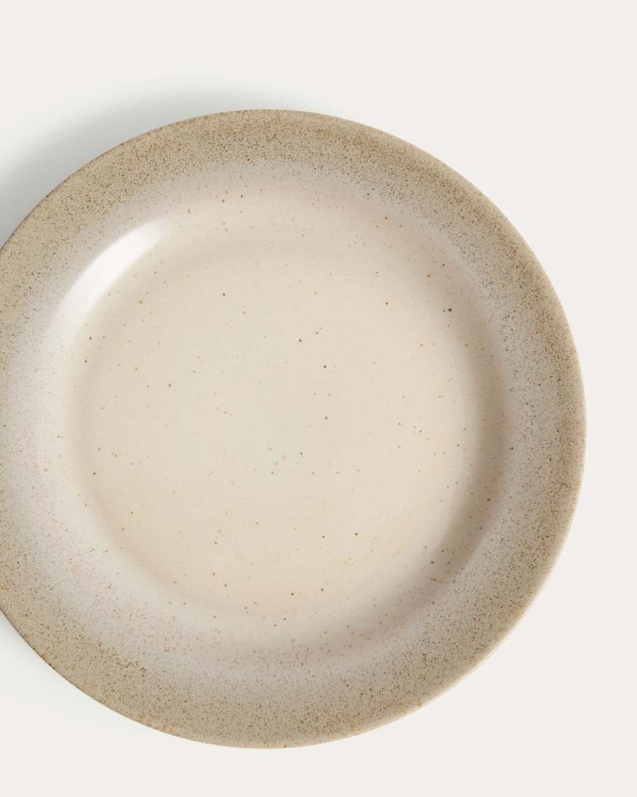 Flacher Teller Sarel aus Keramik in Beige