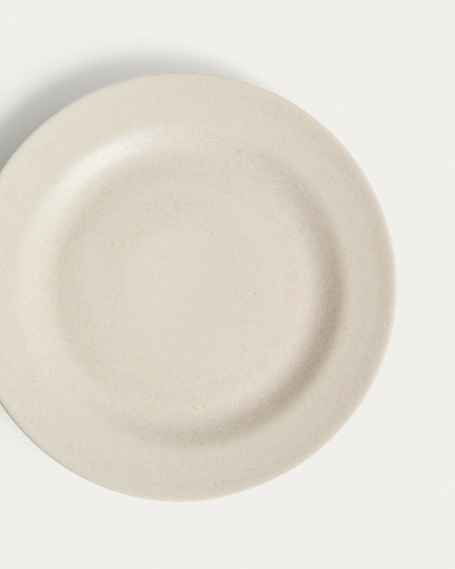 Flacher Teller Sarel aus Keramik in Beige