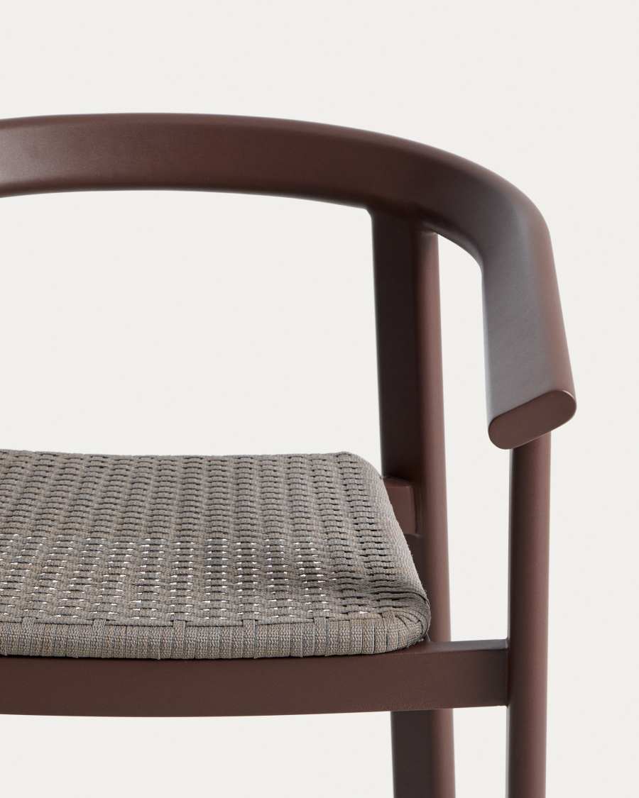 Σκαμπό Erice από αλουμίνιο και καφέ σχοινί 65 εκ