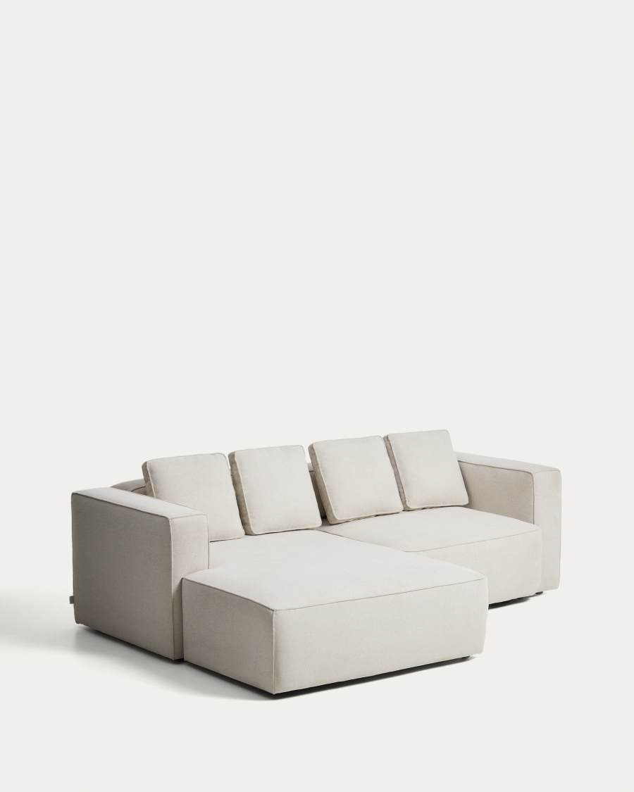 Marela beige chenille 3-seater sofa bed with left chaise longue 236cm FSC Mix Credit