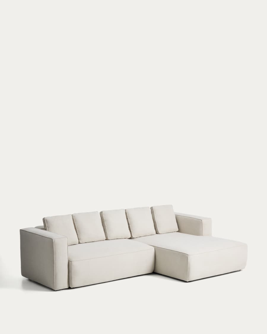 Canapé-lit Marela 3 places avec méridienne droite en chenille beige 276 cm FSC Mix Credit