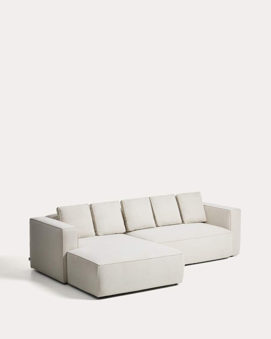 Canapé-lit Marela 3 places avec méridienne gauche en chenille beige 276 cm FSC Mix Credit