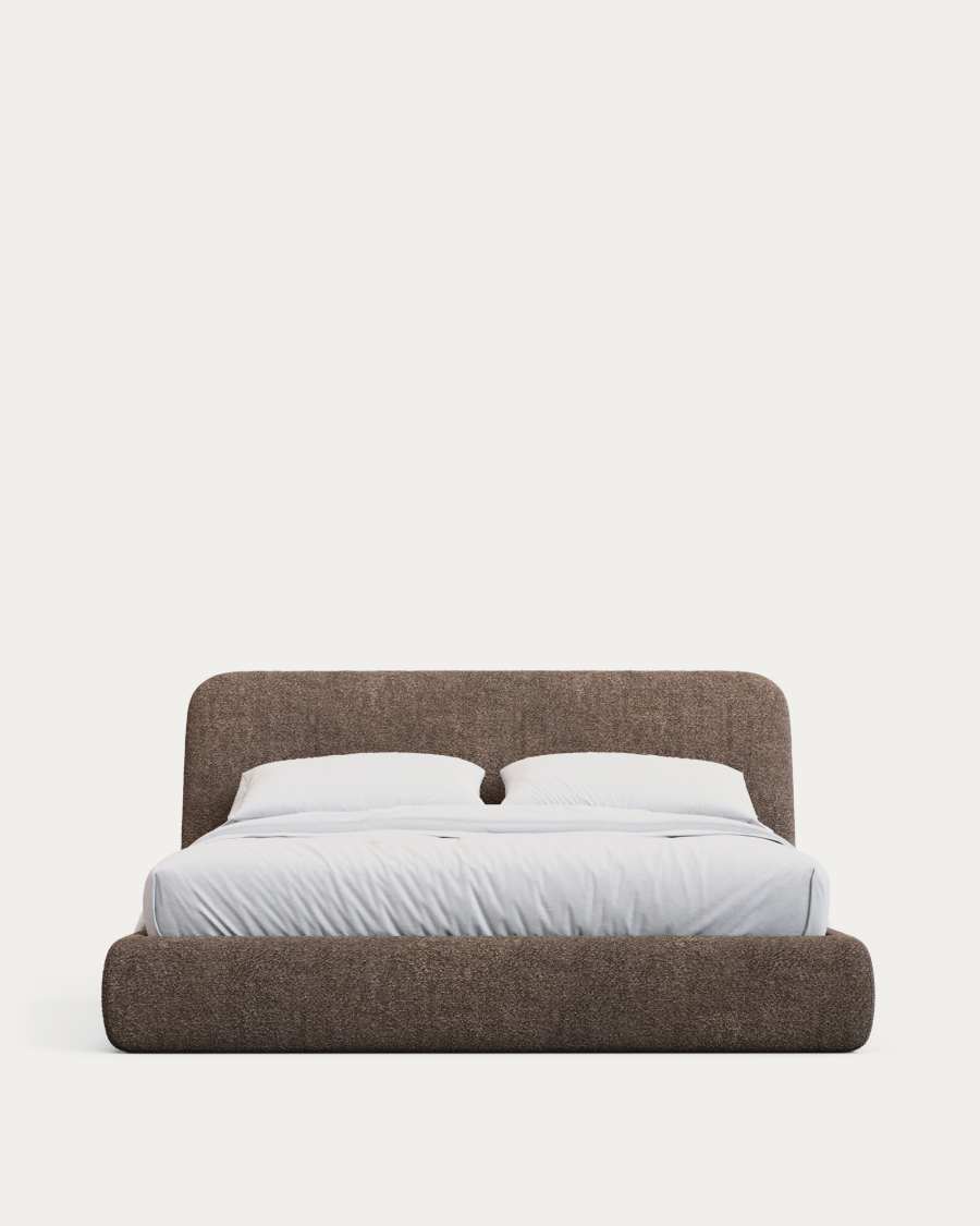 Martina bed with removable cover in brown bouclé fabric for 180 x 200cm mattress FSC Mix Credit