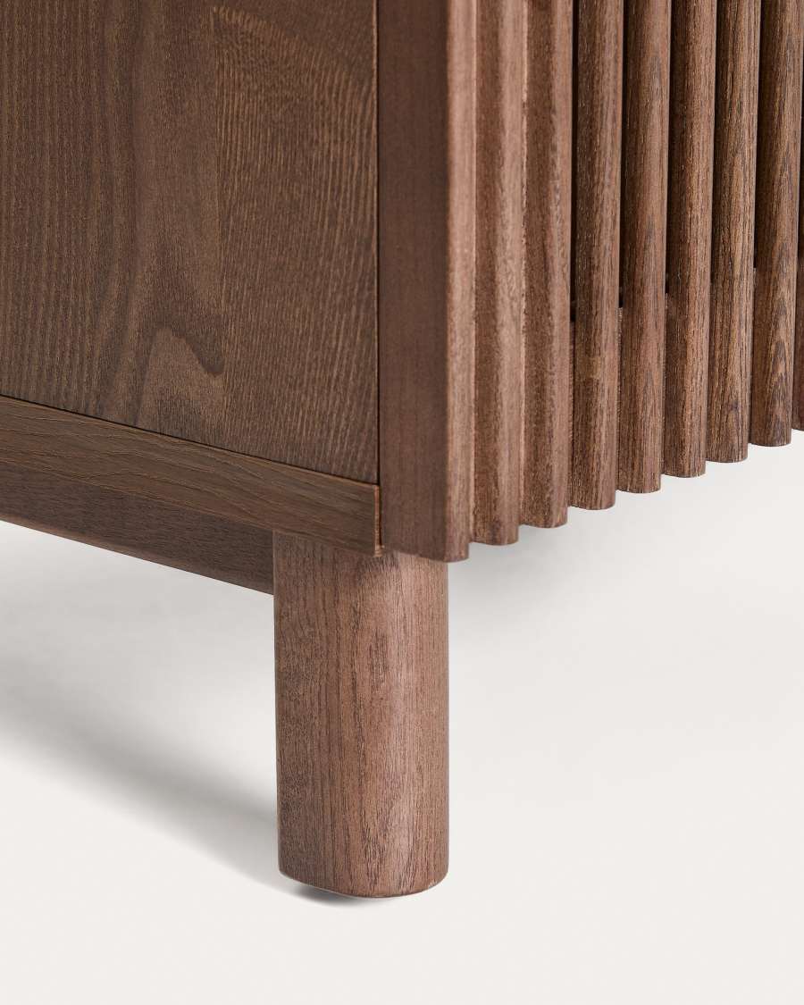 Beyla bedside table in ash veneer and solid ash wood with walnut finish 53 x 62.5cm FSC 100%