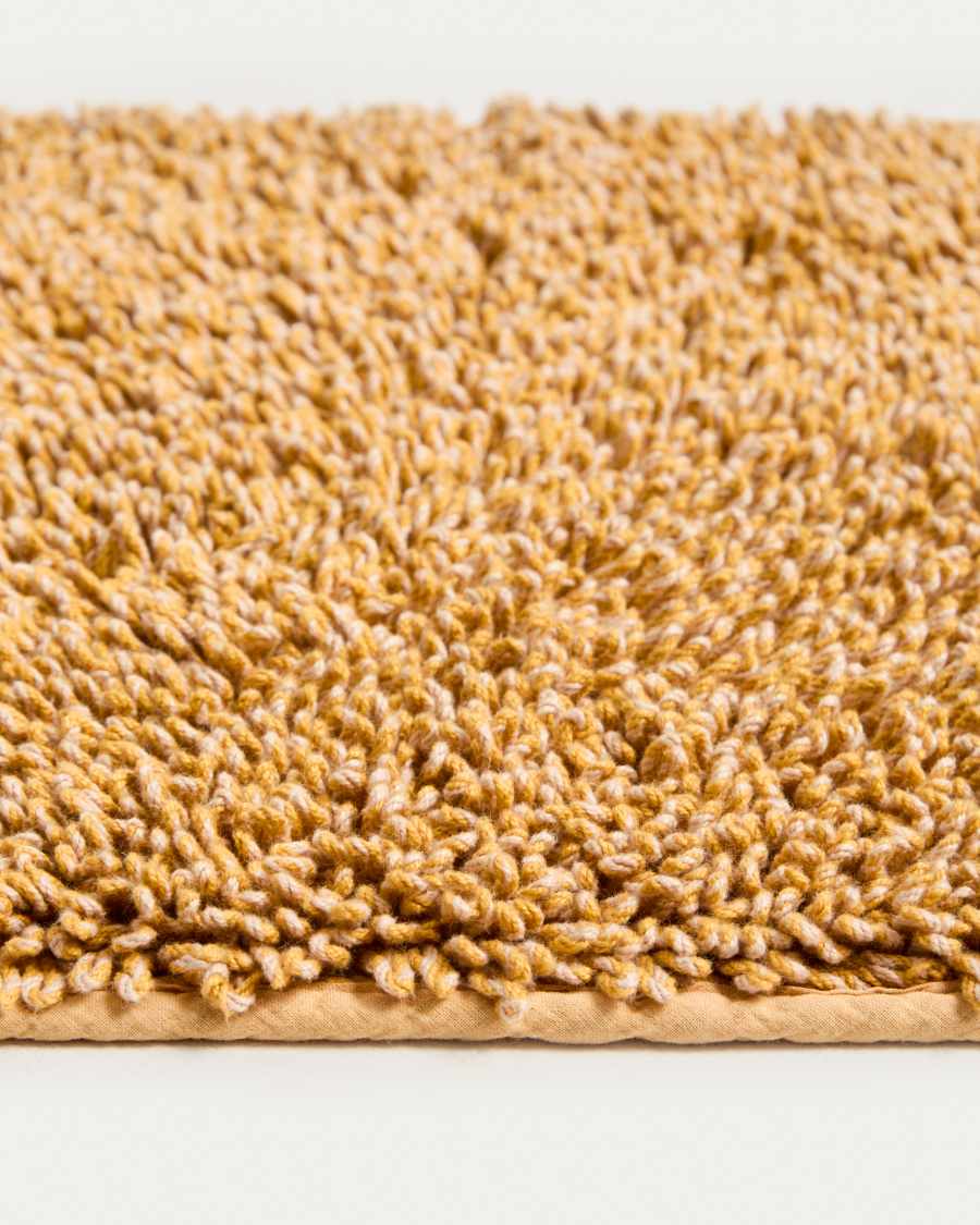 Tapis de bain Aroia bouclette effet mélangé moutarde 50 x 70 cm