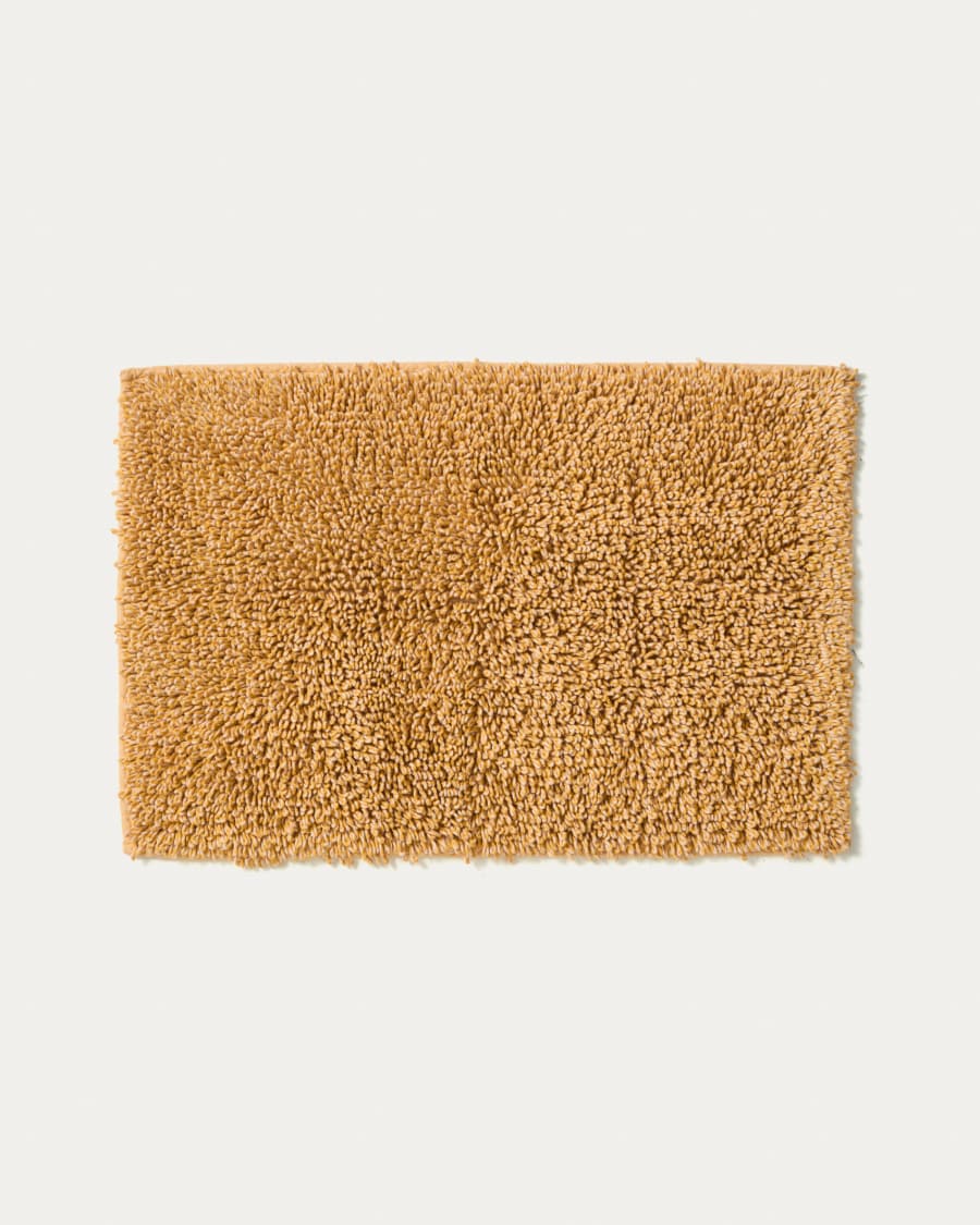 Tapis de bain Aroia bouclette effet mélangé moutarde 50 x 70 cm