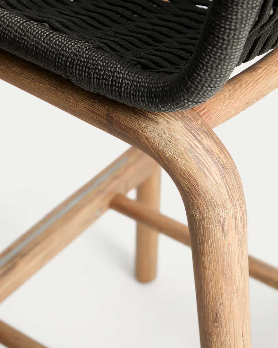 Σκαμπό Alipa από μασίφ ξύλο ακακίας και σκούρο γκρι σκοινί 75 εκ FSC 100%