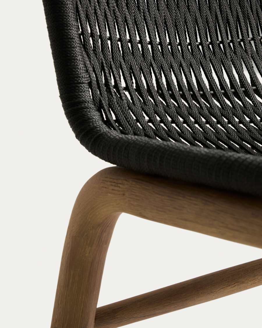 Καρέκλα Alipa από μασίφ ξύλο ακακίας και σκούρο γκρι σκοινί FSC 100%