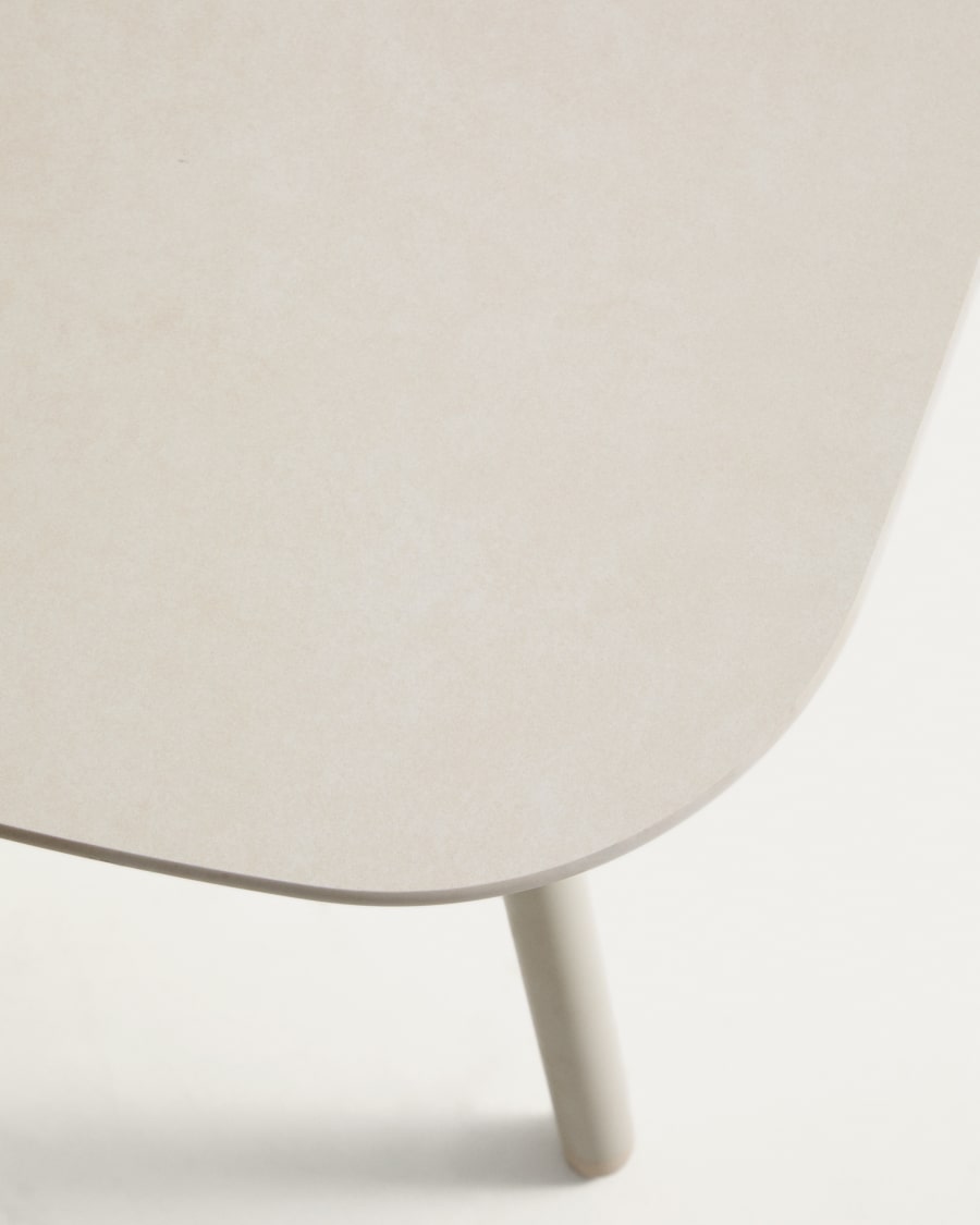 Zuara set with 3-seater sofa, 2 armchairs and outdoor table in ecru aluminium and brown synthetic rope cord