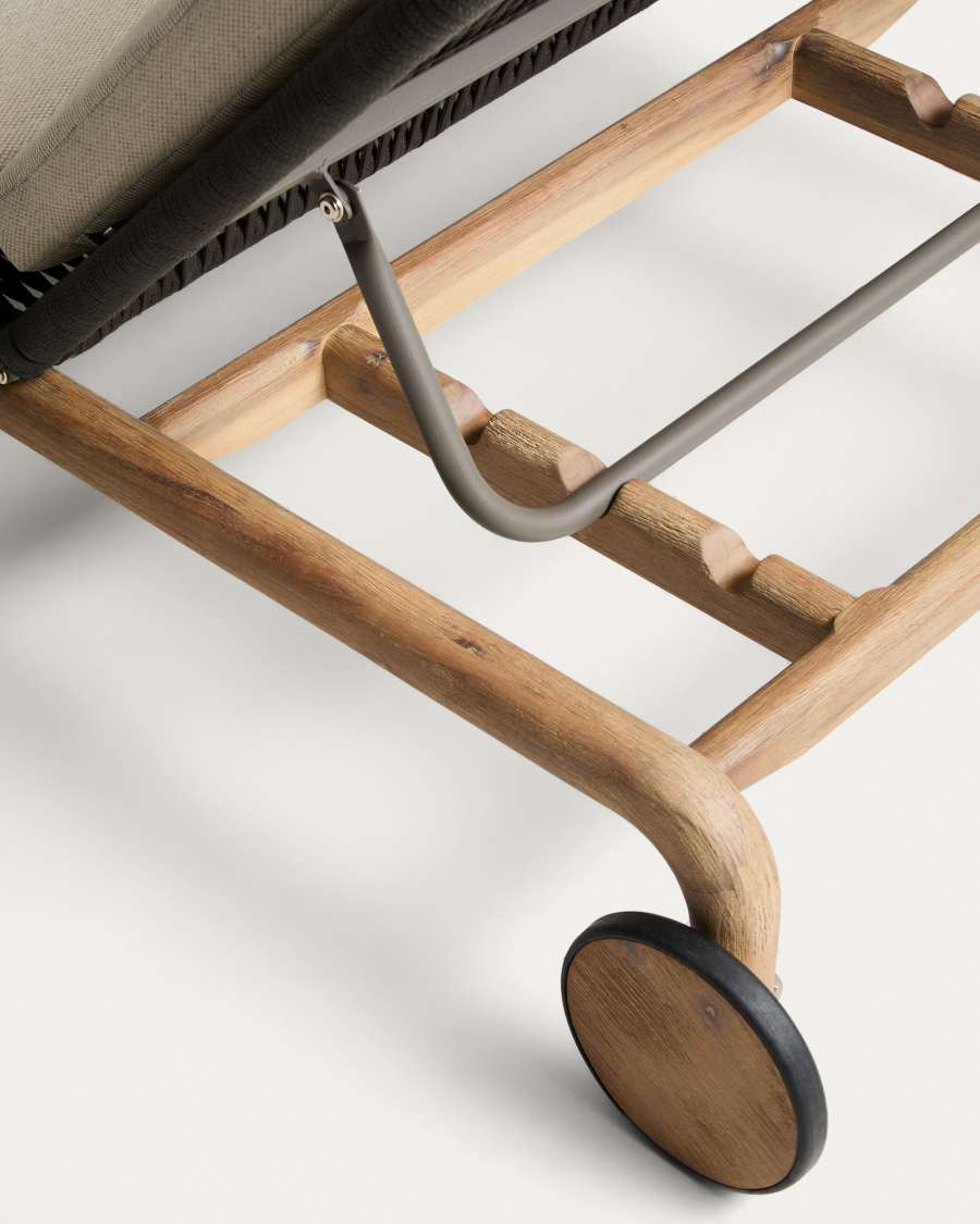 Ξαπλώστρα Alipa από μασίφ ξύλο ακακίας και σκούρο γκρι σκοινί FSC 100%