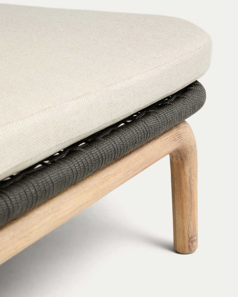 Διπλή ξαπλώστρα Alipa από μασίφ ξύλο ακακίας και σκούρο γκρι σκοινί FSC 100%