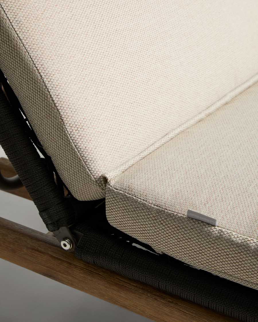 Διπλή ξαπλώστρα Alipa από μασίφ ξύλο ακακίας και σκούρο γκρι σκοινί FSC 100%