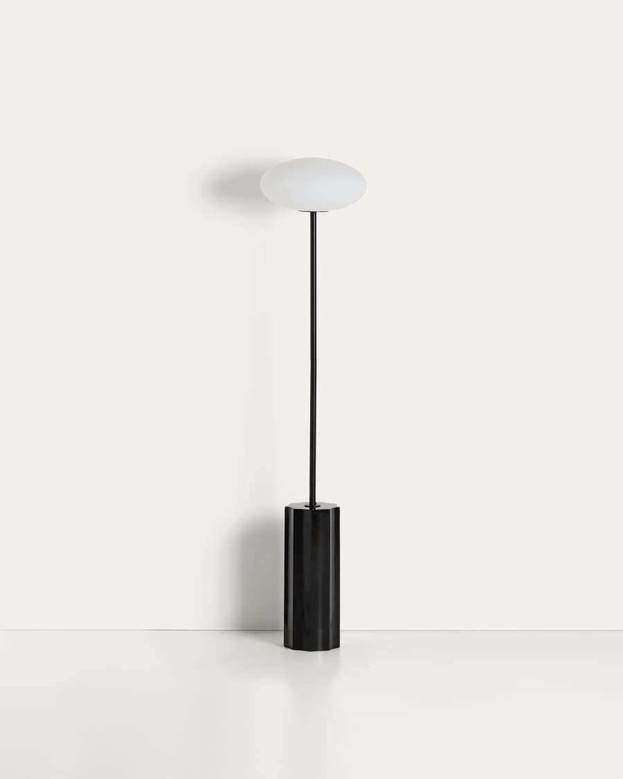 Idela floor lamp in smoked glass and black marble UK adapter