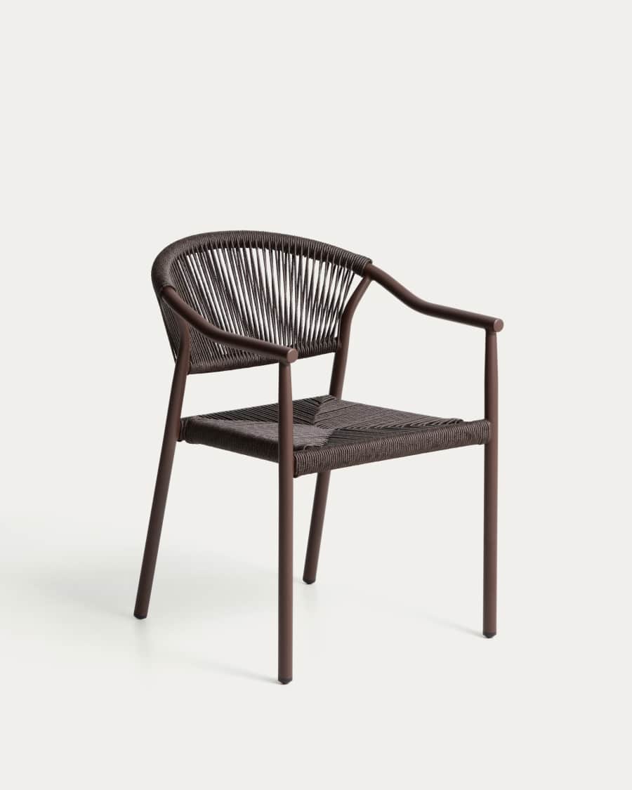 Livadia stackable outdoor chair in brown aluminium