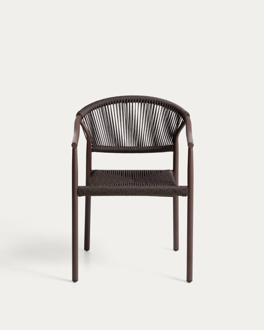 Livadia stackable outdoor chair in brown aluminium
