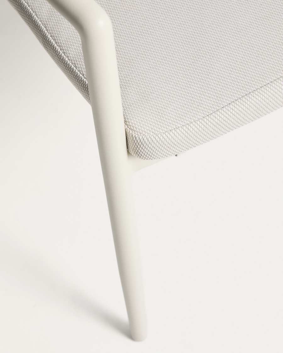 Argasi stackable outdoor chair in ecru aluminium and grey synthetic rope cord