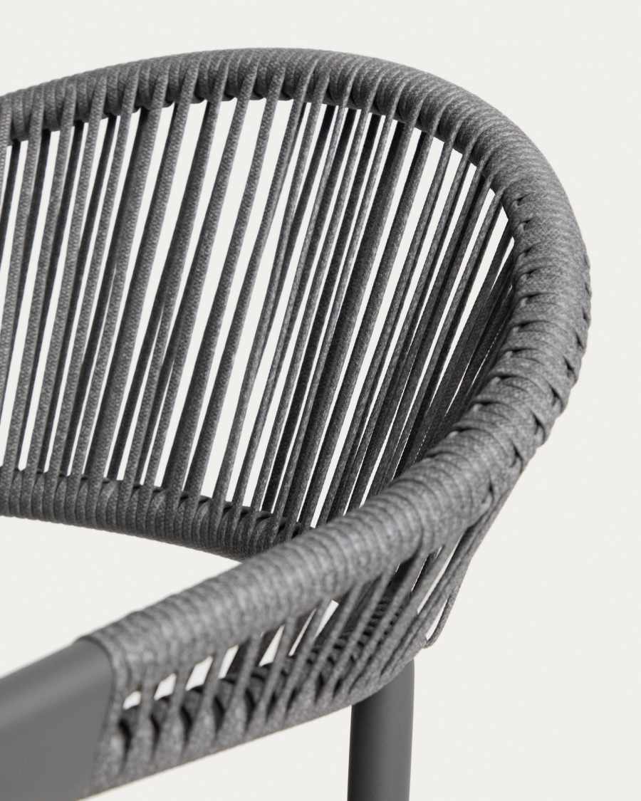 Chaise d’extérieur empilable Alimia en aluminium graphite avec corde synthétique grise