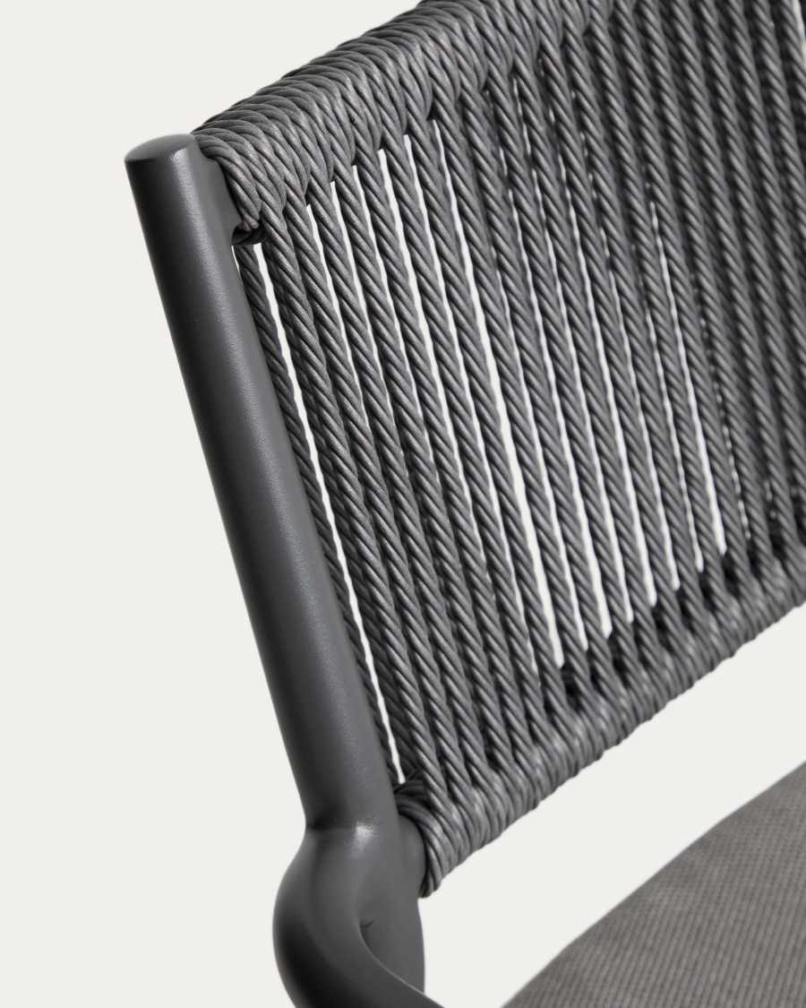 Argasi stackable outdoor chair in graphite aluminium and dark grey synthetic rope cord
