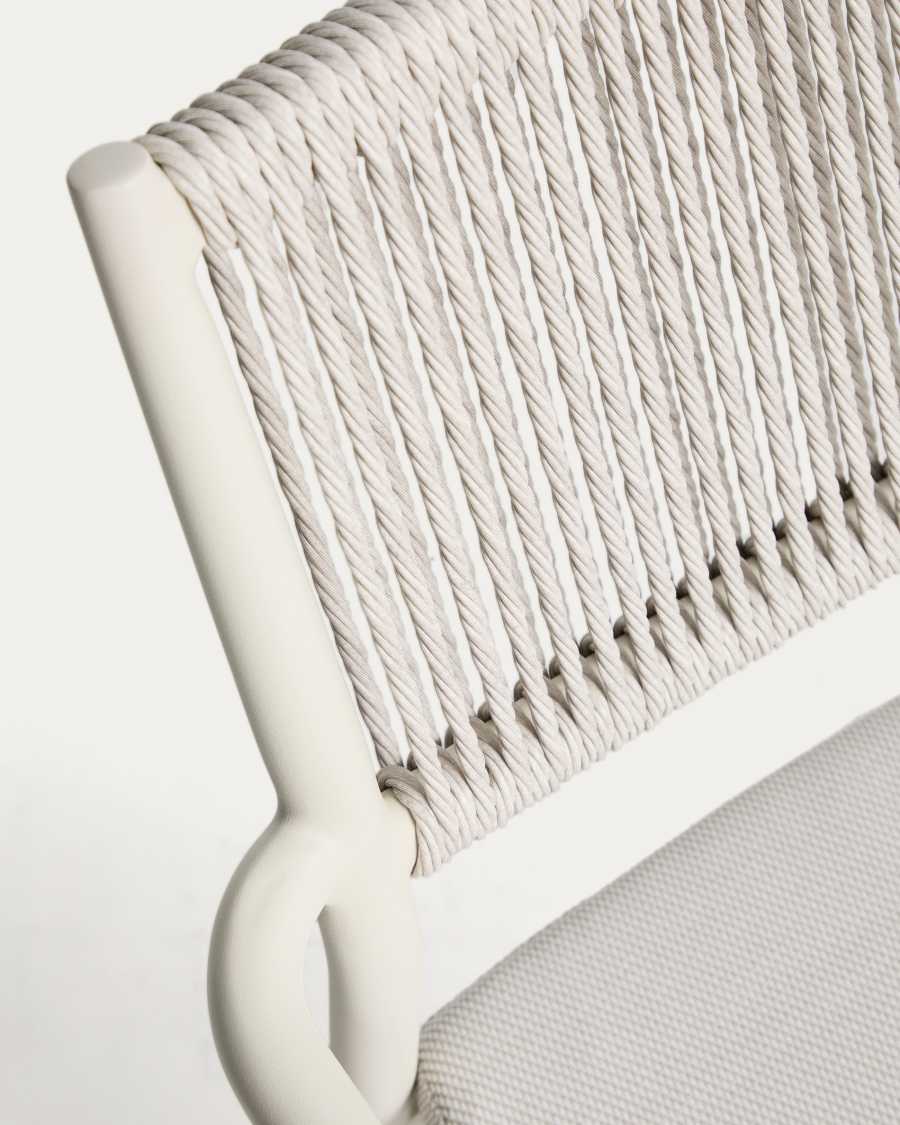 Argasi stackable outdoor chair in ecru aluminium and grey synthetic rope cord