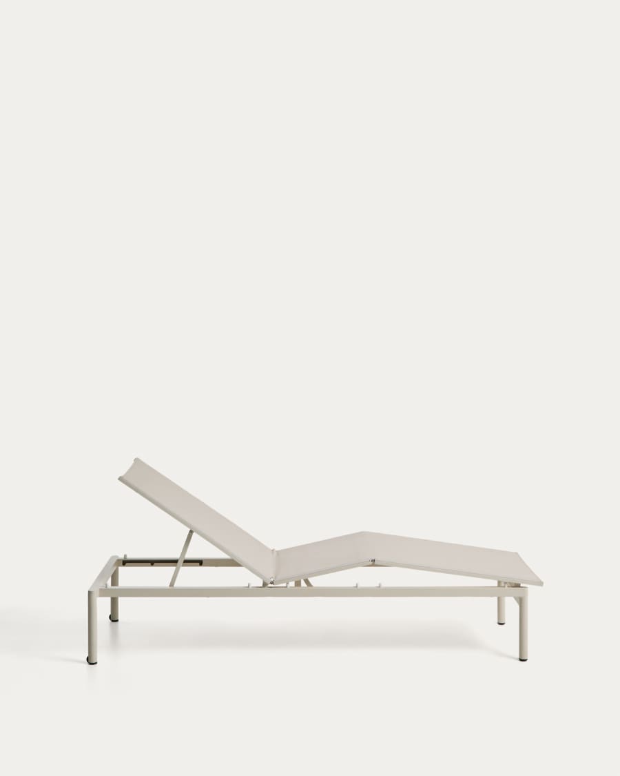 Sonnenliege Lesina aus Aluminium und ecrufarbenem Texteline