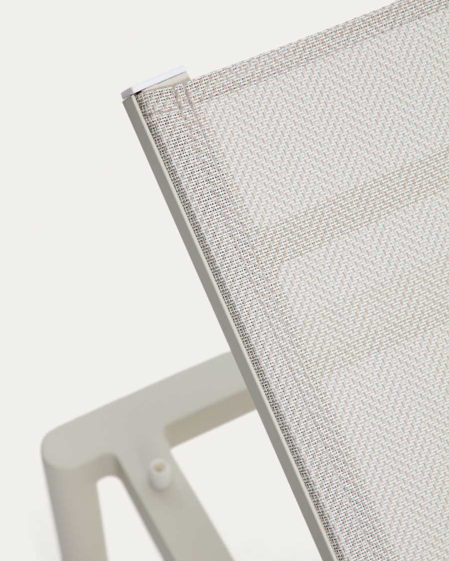 Sonnenliege Lesina aus Aluminium und ecrufarbenem Texteline