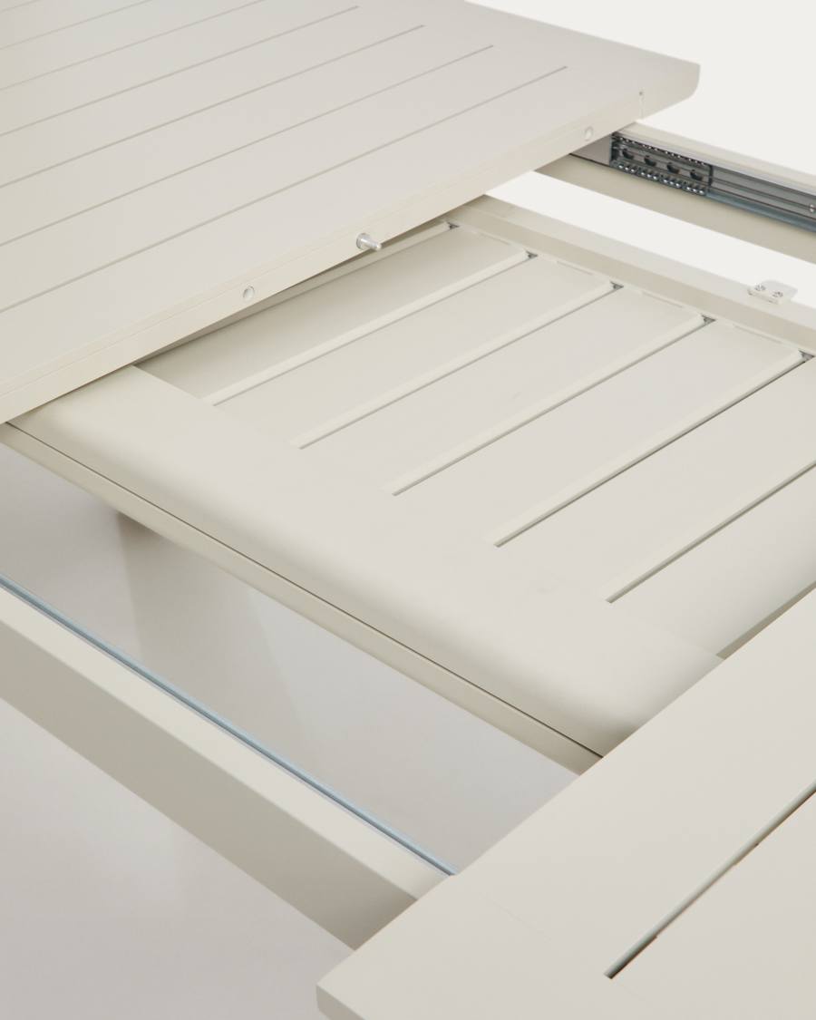 Ανοιγόμενο τραπέζι Livorno από αλουμίνιο μπεζ & πόδια με εφέ ξύλου 233(350) x 100 εκ