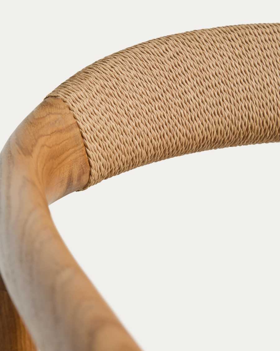 Fauteuil Derile en bois de chêne avec finition ton naturel et corde en papier beige FSC 100 %