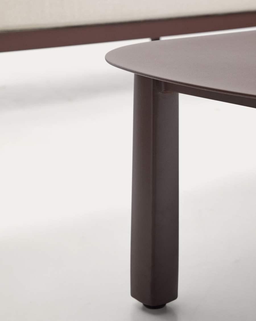 Ensemble Aleria : canapé 3 places, 2 fauteuils et table basse en aluminium et corde synthétique marron