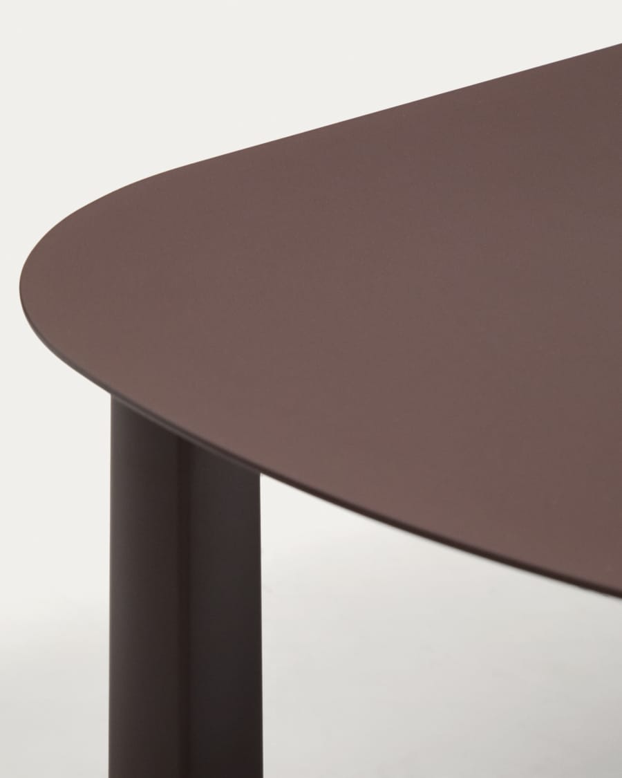 Ensemble Aleria : canapé 3 places, 2 fauteuils et table basse en aluminium et corde synthétique marron