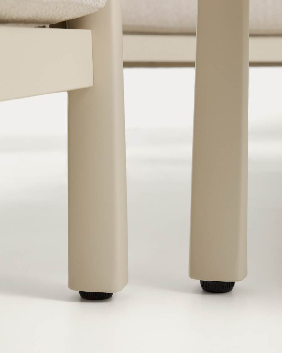 Σετ καναπέ 3 θέσεων, 2 πολυθρόνες & τραπέζι σαλονιού Aleria σε αλουμίνιο & συνθετικό σκοινί μπεζ