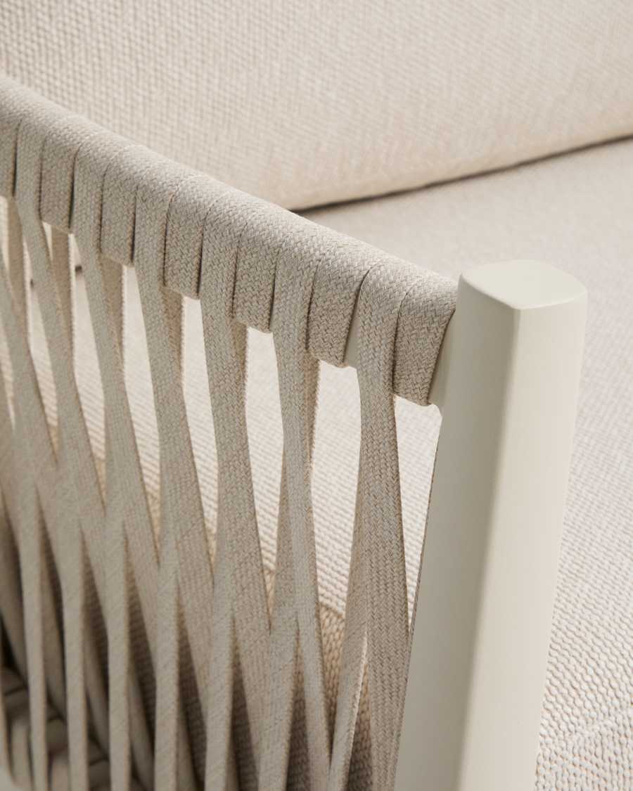 Σετ καναπέ 3 θέσεων, 2 πολυθρόνες & τραπέζι σαλονιού Aleria σε αλουμίνιο & συνθετικό σκοινί μπεζ