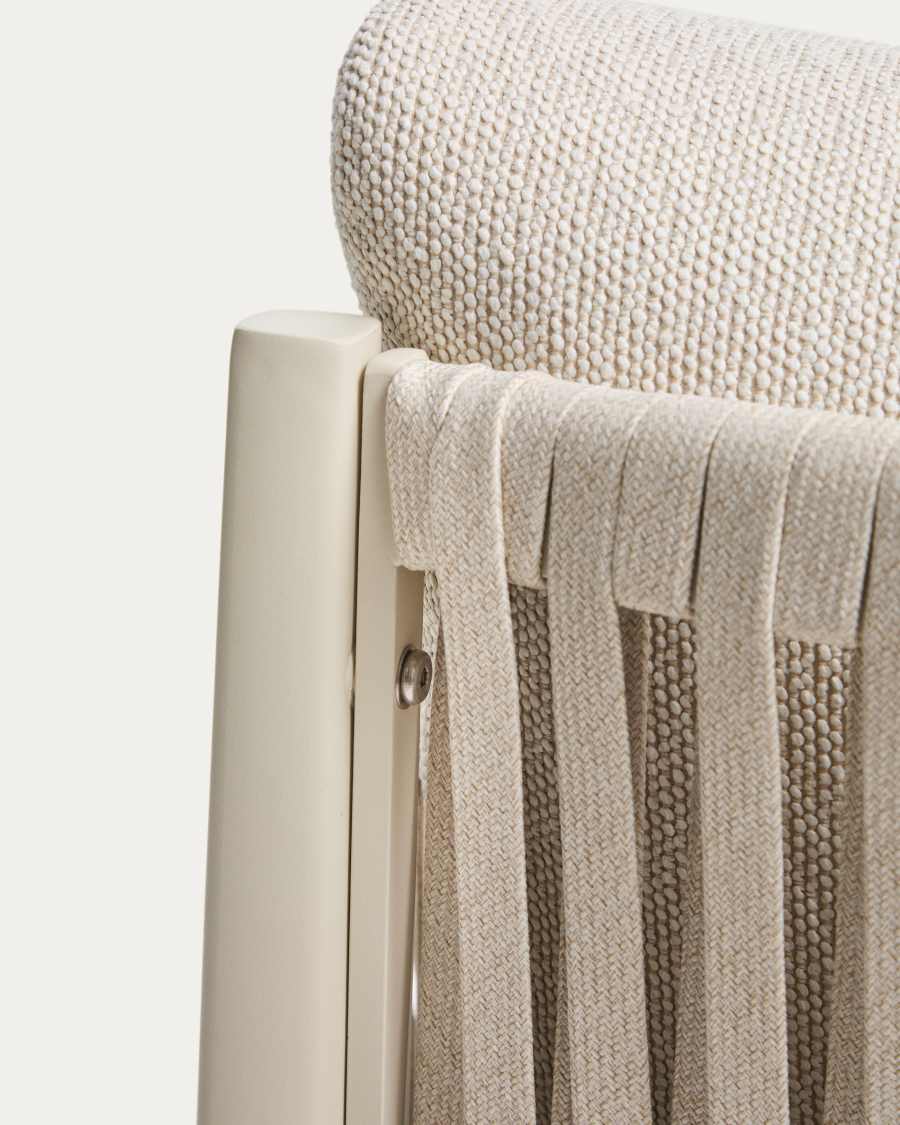 Σετ καναπέ 3 θέσεων, 2 πολυθρόνες & τραπέζι σαλονιού Aleria σε αλουμίνιο & συνθετικό σκοινί μπεζ